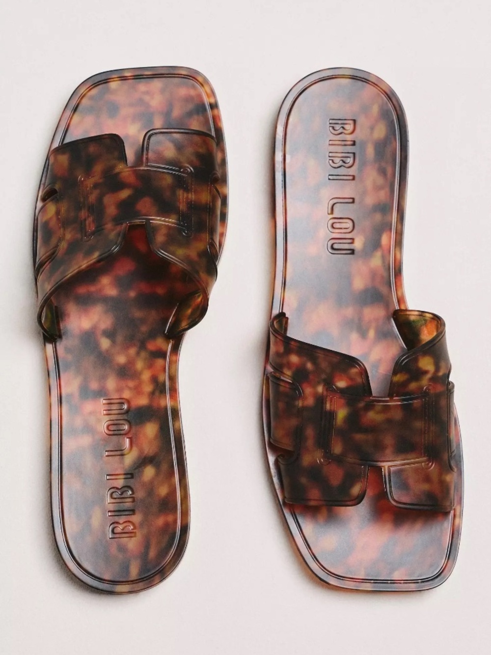 Anthropologie Bibi Lou Holly Jelly Slides Tortoise Beach Pool Sandals EU size 40